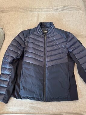 Mackage Men's Navy Quilted Hybrid Puffer Jacket